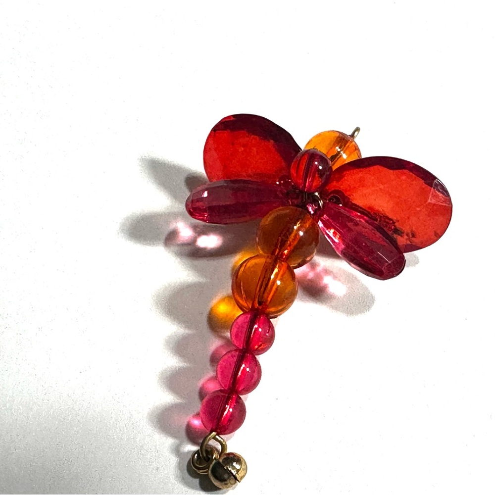 Dragonfly Brooch Fairy Whimsical Bright Acrylic Beads Necklace Pendant